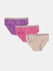 Jockey Girls Pack Of 3 Super Combed Cotton Solid Panty With Ultrasoft Waistband - SG11