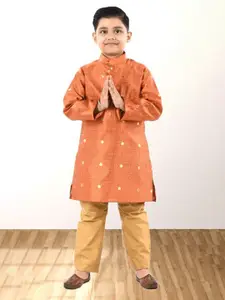 BAESD Boys Geometric Printed Mandarin Collar Long Sleeves Kurta with Pyjamas