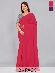 CastilloFab Selection Of 2 Pure Georgette Saree