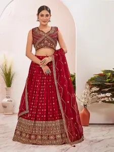 Chandbaali Embellished Beads & Stones Ready To Wear Lehenga & Blouse With Dupatta