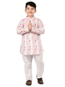 BAESD Boys Striped Regular Pure Cotton Mandarin Collar Kurta with Pyjamas