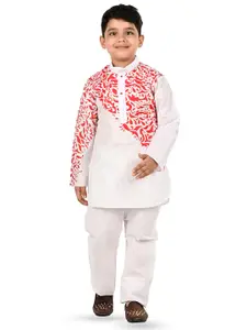 BAESD Boys Floral Printed Regular Pure Cotton Kurta with Pyjamas