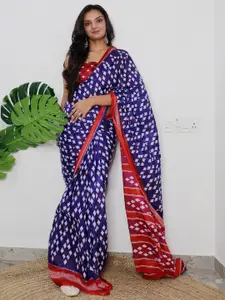 Saree mall Ethnic Motifs Pure Cotton Ikat Ready to Wear Saree