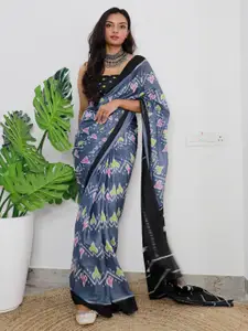 Saree mall Ethnic Motifs Pure Cotton Ikat Ready to Wear Saree