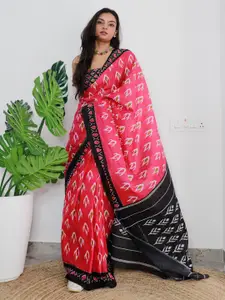 Saree mall Ethnic Motifs Poly Cotton Ikat Ready to Wear Saree