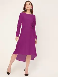 Moomaya Boat Neck Fit & Flare Knee Length Dress