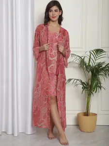 Claura Animal Printed Maxi Nightdress With Robe