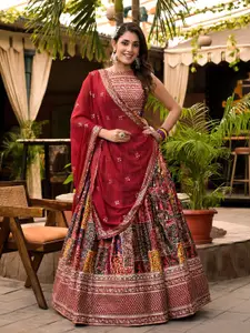 Readiprint Fashions Embroidered Sequinned Ready to Wear Lehenga & Blouse With Dupatta