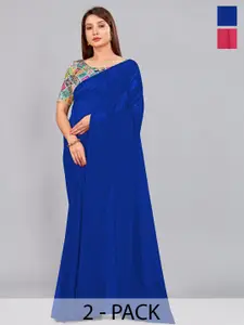 CastilloFab Selection of 2 Pure Georgette Sarees