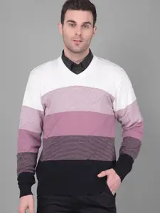 COBB Colourblocked Long Sleeves Acrylic Pullover Sweater