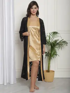 Claura Shoulder Straps Nightdress With Robe