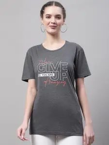 MACK JONNEY Typography Printed Round Neck Cotton T-shirt