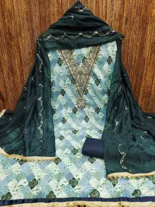 Panzora Ethnic Motifs Printed Sequinned Unstitched Dress Material