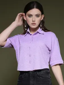 Selvia Geometric Self Design Spread Collar Opaque Standard Casual Shirt