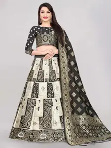 DIVASTRI Woven Design Zari Silk Semi-Stitched Lehenga & Unstitched Blouse With Dupatta