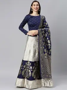 DIVASTRI Woven Design Semi-Stitched Lehenga & Unstitched Blouse With Dupatta