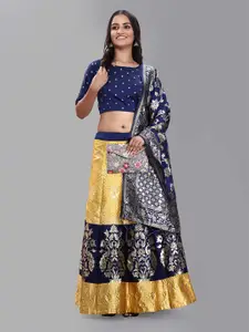 DIVASTRI Woven Designed Silk Semi-Stitched Lehenga & Unstitched Blouse With Dupatta