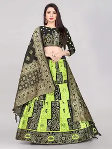 DIVASTRI Woven Design Zari Silk Semi-Stitched Lehenga & Unstitched Blouse With Dupatta