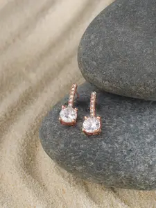 Zaveri Pearls Rose Gold-Plated Drop Earrings
