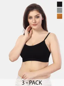 Fabme Pack Of 3 Full Coverage Bralette With All Day Comfort
