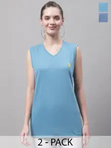 MACK JONNEY Pack Of 2 V-Neck Cotton Gym T-shirt