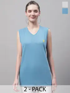 MACK JONNEY Pack Of 2 V-Neck Cotton T-shirt