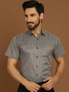 Indian Needle Classic Micro Cotton Striped Checked Formal Shirt