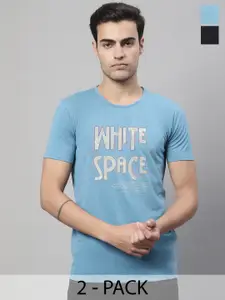 MACK JONNEY Pack Of 2 Typography Printed Round Neck Cotton T-shirt