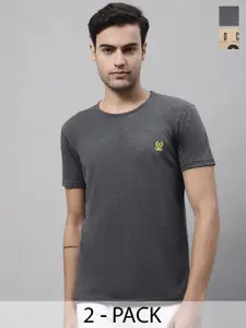 MACK JONNEY Pack of 2 Typography Printed Short Sleeves Cotton Regular T-shirt