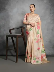 VISHNU WEAVES Floral Zari Tussar Saree