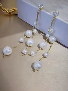 ISHKAARA Gold-Plated Artificial Beads Beaded Drop Earrings