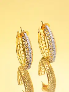 Rubans Gold-Plated Zircon Studded Drop Earrings
