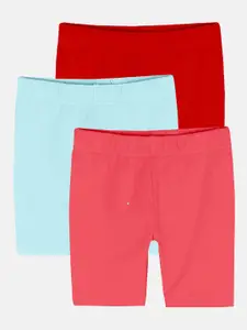 KiddoPanti Girls Pack Of 3 Mid Rise Sports Shorts