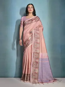 VISHNU WEAVES Woven Design Zari Tissue Tussar Saree