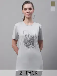 MACK JONNEY Pack of  2 Printed Round Neck Cotton Casual T-shirt