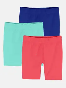 KiddoPanti Girls Pack Of 3 Mid Rise Sports Shorts