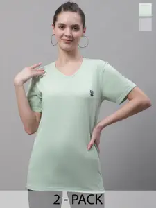 VIMAL JONNEY Pack Of 2 V-Neck Cotton Casual T-shirt