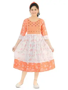 BAESD Kids-Girls Floral Print A-Line Midi Dress