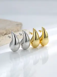 VAGHBHATT Set Of 2 Stainless Steel Teardrop Shaped Drop Earrings
