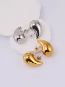 VAGHBHATT Set Of 2 Stainless Steel Teardrop Shaped Drop Earrings