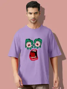 Elibolz Monster Eyes Cotton Printed Oversized Dyed Tshirt