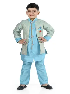 BAESD Boys Turquoise Blue Regular Kurta with Trousers