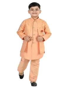 BAESD Boys Ethnic Motifs Printed Mandarin Collar Straight Kurta with Trousers