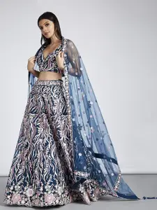 panchhi Embroidered Sequinned Semi-Stitched Lehenga & Unstitched Blouse With Dupatta