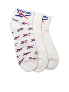 Reebok Men Pack of 3 Brand Logo Patterned CL Mid Above Ankle-Length Socks
