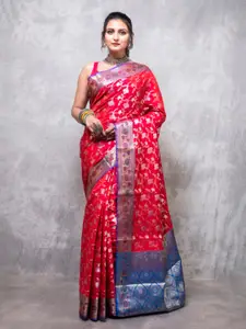 Morchari Floral Woven Design Zari Silk Cotton Banarasi Saree