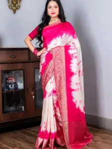 Morchari Tie and Dye Zari Pure Silk Saree