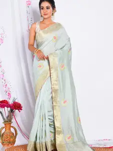 Morchari Paisley Embroidered Pure Silk Saree