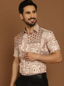 Indian Needle Classic Floral Printed Cotton Formal Shirt