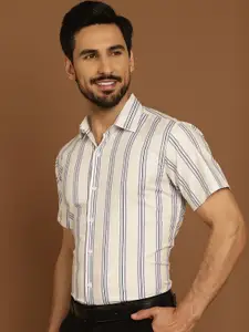 Indian Needle Classic Regular Fit Vertical Striped Half Sleeve Cotton Formal Shirt